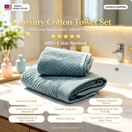 100% Extra Long Staple Cotton 3Pcs Towel Set 420GSM 5 Star Hotel Grade Jacquard Weave Super Absorben