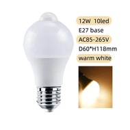 PIR Motion Sensor LED Light Bulb 12W E27 Smart Bulb Motion Activated ON/OFF Home Lights Lamp for Hom
