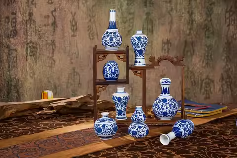 Small Chinese Flower Vase for Home Vintage Blue and White Porcelain Vase Ceramic Flower Vase Decorat
