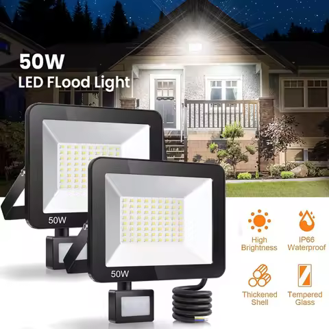 LED Floodlights PIR Motion Sensor Floodlight Outdoor Waterproof Spotlight for Garden Courtyard Stree