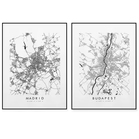 Berlin,Adelaide,Madrid,Budapest,Porto,Beijing Map Print - City Map Poster - Map Art - Map Wall Art