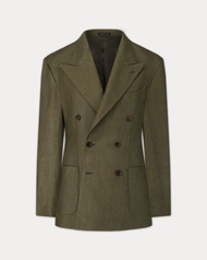 WARDROBE MINISTRY - เบลเซอร์ The Landmark Double-Breasted Linen-Twill Blazer in Olive