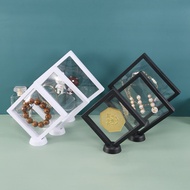3D Clear Floating Coin Display Frame Holder Box Case+Stand Floating Jewelry Box