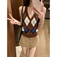 Women's Argyle Halter Vest - Slimming Preppy Summer Top