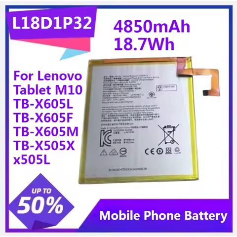L18D1P32 Replacement Battery for Lenovo Tablet M10 TB-X605L TB-X605F TB-X605M TB-X505X X505L 4850mAh