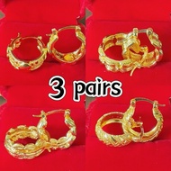 14k 3 pairs Bangkok gold earrings