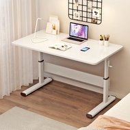 柏万伊升降电脑桌站立式书桌台式居家办公升降桌写字桌简约课桌家用 极简白（螺丝升降） 80*50(高度65-90可调)