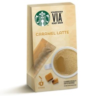 STARBUCKS VIA Caramel Latte Coffee (USA Imported) สตาร์บัค เวีย คาราเมล ลาเต้ คอฟฟี่ 22.7g. x 4ซอง