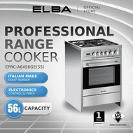 ELBA 56L Professional Range Cooker EPRC-A6456GE(SS) - 8-Function Oven, Safety Valve - Stainless Stee