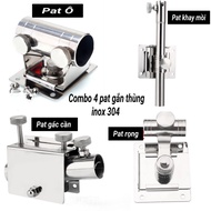 Bộ 4 pat gắn thùng câu đài chất liệu inox 304 (Pat gác cần có thể lắp trái phải pat rọng pat khay mồ