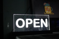 Lampu Akrilik OPEN 20 x 10cm - Tulisan OPEN LED Akrilik - Sign Buka Toko Cafe Usaha - LED Sign OPEN