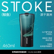 STTOKE Mug Ceramic Coated Stainless Steel Inner Vessel Insulated Travel Coffee Cup Night Glow Ocean 