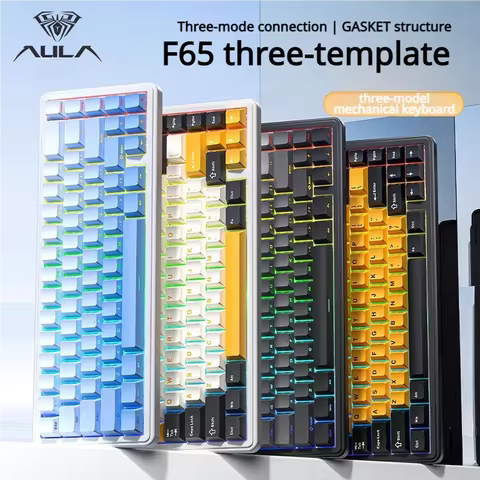 AULA F65 65% Layout Hot-Swap Gasket Mounted Wired Bluetooth 2.4G Wireless Mechanical Keyboard RGB fo