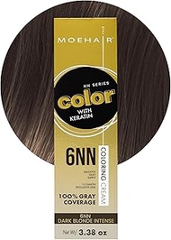 MOEHAIR 6NN Permanent Hair Color (Dark Blonde Intense) | Hair Color for 100% Gray Coverage | Infused