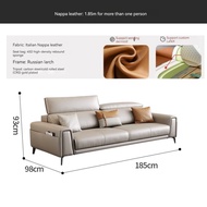 AUGA โซฟาหนังแท้ Adjustable Headrest L Shape Genuine Leather Couch Beige