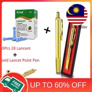 Experience Elegance: Pure Copper Gold Pen Bekam with 28G Cupping Blood Lancets Kit for Acupuncture T