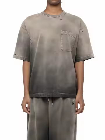 Men's 24SS MMY Miyuan MIHARA Japanese Cotton Round Neck Gradient Washed Distressed Short Sleeved T-s