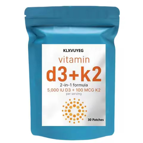 KLXVUYEG Vitamin D3 5000IU Plus K2,2-In-1 Formula, 30 Transdermal Patches, with Bio-Marine Collagen,