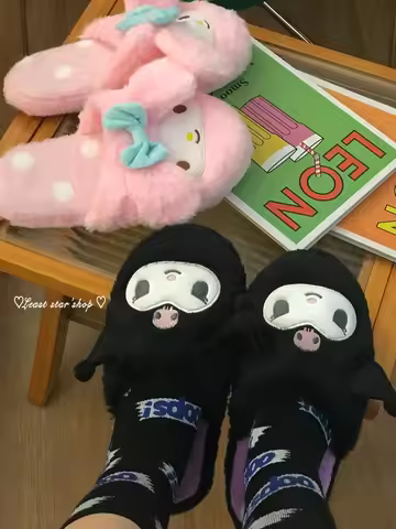 Lolita Warm Slipper Kuromi My Melody Home Cotton Shoes Cute Cinnamoroll Indoor Slipper Plush Slipper