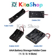 AAA / Triple-A Battery Storage Holder Case : Open (1 / 2 / 3 or 4 Slots)