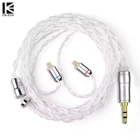 KBEAR Limpid 4 Core 4N Pure Silver Earphone Cable 3.5/2.5/4.4mm MMCX/2PIN/QDC/TFZ Headphone Earbuds 