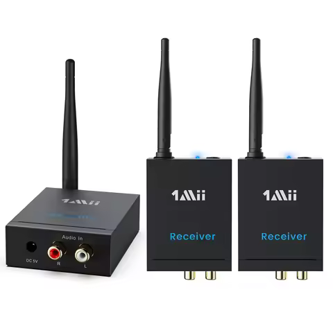 1Mii 2.4G Wireless Audio Transmitter and Receiver 100m Long Distance No Delay 192K/24bit HiFi 1 TX +