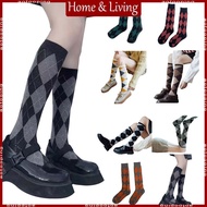 AOTO Japanese Vintage Multicolor Argyle Pattern Women's Knee Socks - Cotton