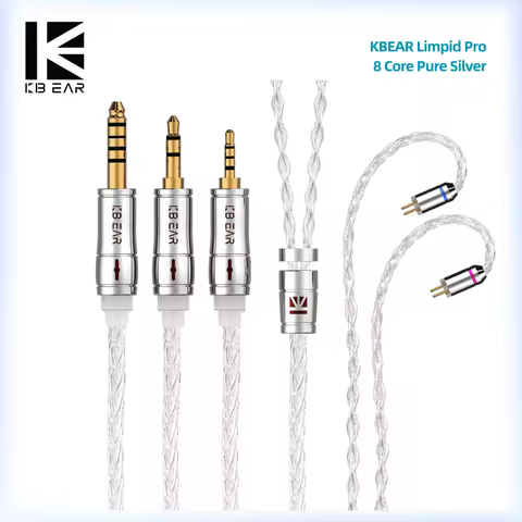 KBEAR Limpid Pro 8 Core Pure Silver HIFI Wired Earphone Cable Headphone Earbuds Headset Connector Fo