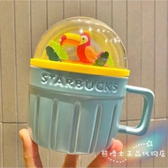 Starbucks 2021 Colorful Jungle Scene Three-Dimensional Cute Toucan Mint Green Ceramic Desktop Coffee Mug