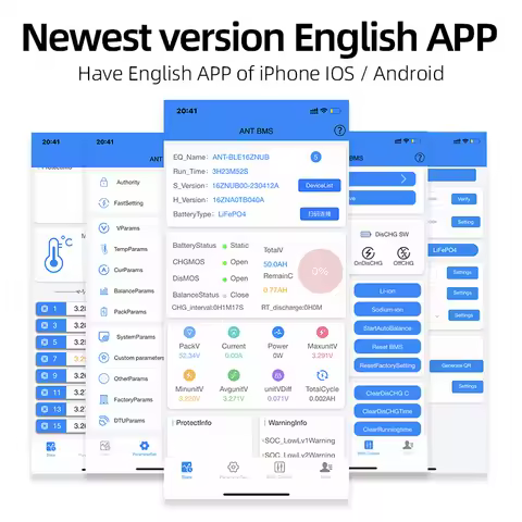 ANT smart BMS 20S 24S 26S 27S 30S Balance Li-ion LiFePo4 LTO 18650 Battery Ebike 170A 230A 420A 1050