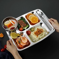 316l Antibacterial Grade Stainless Steel Food Tray with Compartments, Food-Grade School Canteen Plat