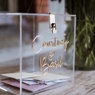 🇸🇬 [Instock Sale] Customised Acrylic Wishing Box Money Angpao Wedding Card Box with Lock Transparent
