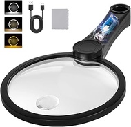 5.2 Inch Large Rechargeable Magnifier with Light, 30X 40X 60X Handheld Magnifying Glass with 49 Anti