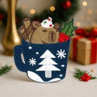 【可可水豚刺繡貼紙 | 暖冬可可杯 | 可直接貼】