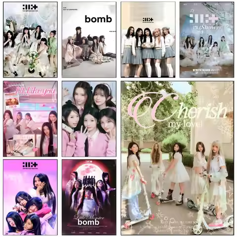 Band K-pop I-ILLIT-S Singer Poster Removable Wall Sticker Self Adhesive Art Mural Home Office Living