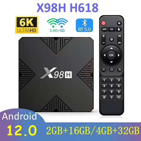 Android 12.0 X98H TV Box Allwinner H618 Quad core Smart TV Box 4k 6K 2.4G/5G Wifi6 HDR Media Player 