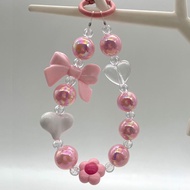 Liontin portabel bergaya hewan peliharaan lucu INS tali ponsel + gelang manik-manik indah liontin un