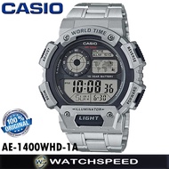 Casio AE-1400WHD-1AV Digital Stopwatch World Time 5 Alarms Watch
