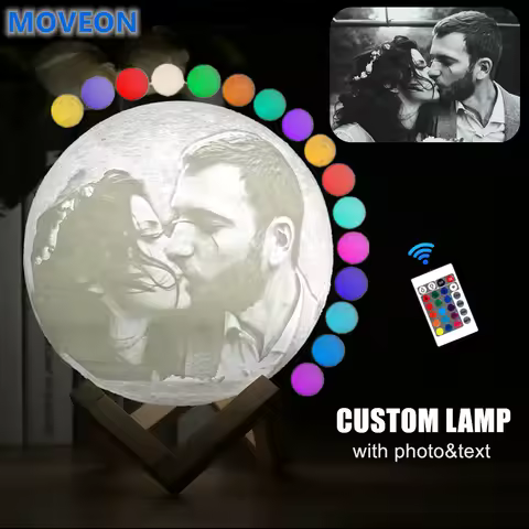 Customized Personality 3D Printing Moon Novelty Light Lunar USB Charging Night Lamp Touch/Remote 2/1