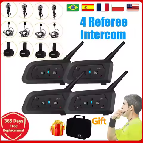 4 Users Football Referee Intercom Headset V4C Full Duplex Bluetooth Headphone Soccer Conference 1200