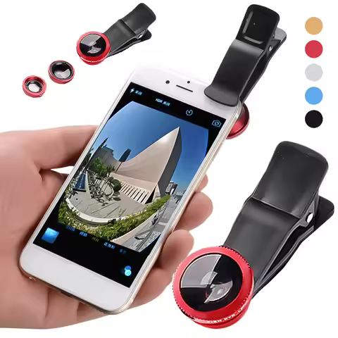 3 in 1 Clip On Phone Lens 180° Fish Eye Lens+0.67X Wide Angle+ Macro Lens Clip Camera Lens Kit Photo