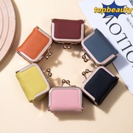 TopBeauty Small Genuine Leather Wallet with Casual Kiss Lock