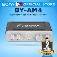 Boya BY-AM4 Dual Channel Audio Mixer USB Audio Interface Professional Sound Card for Dynamic