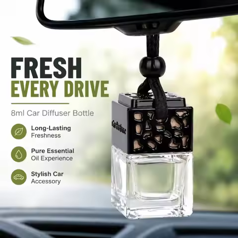 8ml Empty Car Diffuser Bottles Essential Oil Fragrance Air Freshener Scent Perfume Ornament, Square 
