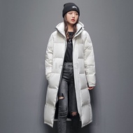 Quality Assurance Winter White Duck Down Coat Long Down Jacket Over-the-Knee Mid-Length Thickened Couple Hooded Jacket Korean Version Street Wear Jacket White Duck Down Down Jacket