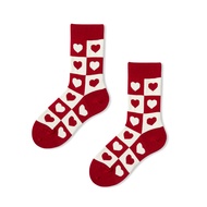 Fashion Red Cotton Socks Women Lolita Heart Dot Socks Female Sweet Long Socks Ankle Street Casual School Calcetines Medias