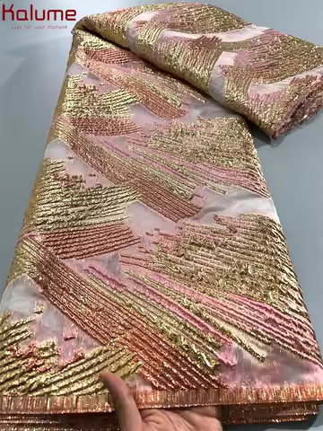 Kalume African Brocade Lace Fabric Fashion Nigerian Brocade Lace High Quality French Jacquard Lace F