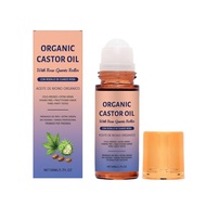 Organic Castor Oil with Rose Quartz Roller, Cold Pressed Pure Organic Castor Oil for Face & Hair Moi
