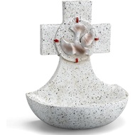 Bucherry Holy Water Font Resin Cross Baptism Holy Water Container 5 Inch Religious Decoration for Ho