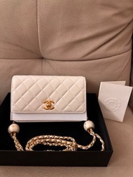 全新Chanel 24s 珍珠湯圓 白色wallet on chain woc